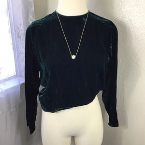 Saint Laurent  rive gauche emerald velvet top